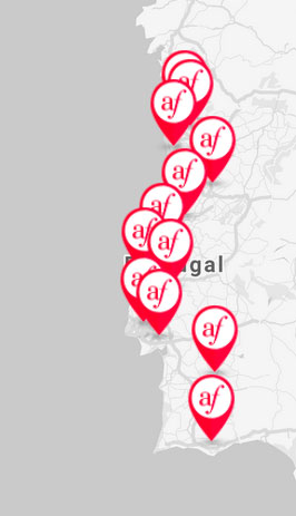 Mapa Alliances françaises em Portugal