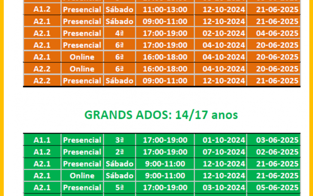 Horários de adolescentes- 2024-2025